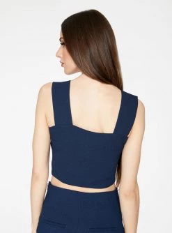 HeyYou Indigo Straight Neck Crop Top
