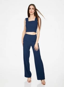 HeyYou Indigo Straight Neck Crop Top