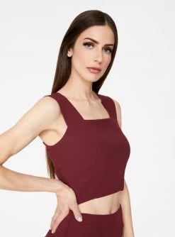 HeyYou Wine Straight Neck Crop Top Crop Tops