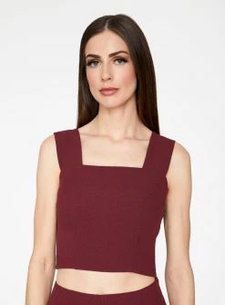 HeyYou Wine Straight Neck Crop Top Crop Tops