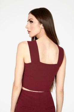 HeyYou Wine Straight Neck Crop Top Crop Tops