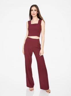 HeyYou Wine Straight Neck Crop Top Crop Tops