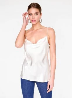 HeyYou Creme Cowl Neck Satin Cami Top