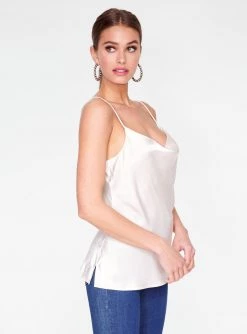 HeyYou Creme Cowl Neck Satin Cami Top