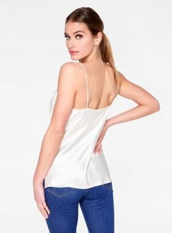 HeyYou Creme Cowl Neck Satin Cami Top