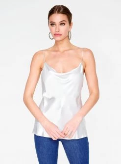 HeyYou Silver Cowl Neck Satin Cami Top Camis
