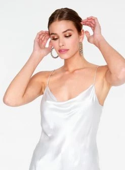 HeyYou Silver Cowl Neck Satin Cami Top Camis