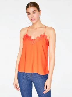 HeyYou Camis Red Orange Lace Cami Top