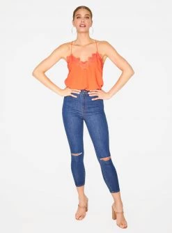 HeyYou Camis Red Orange Lace Cami Top