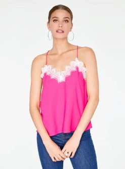 HeyYou Camis Hot Fuchsia Lace Cami Top