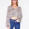 HeyYou Blouses Ivory Leopard Print Long Sleeve Cropped Blouse