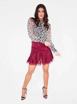 HeyYou Mandarin Collar Button Up Top In Jasmine Floral Blouses