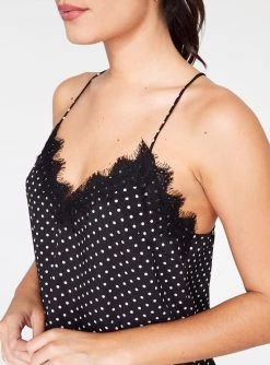 HeyYou Black And White Polka Dot Lace Cami Top Camis