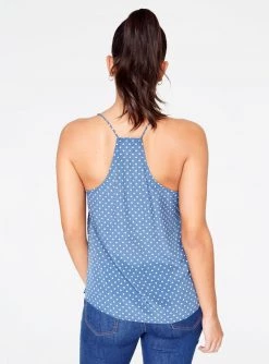 HeyYou Camis Blue And Creme Polka Dot Lace Cami Top