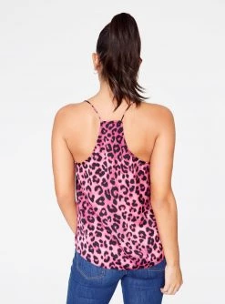 HeyYou Camis Hot Pink Cheetah Lace Cami Top