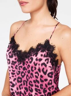 HeyYou Camis Hot Pink Cheetah Lace Cami Top