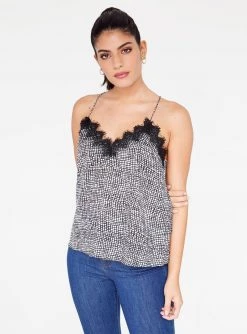 HeyYou Camis Black And White Croc Lace Cami Top