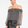 HeyYou Black And White Off The Shoulder Cropped Blouse Blouses