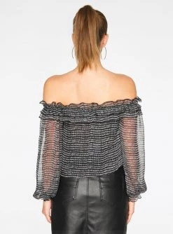 HeyYou Black And White Off The Shoulder Cropped Blouse Blouses